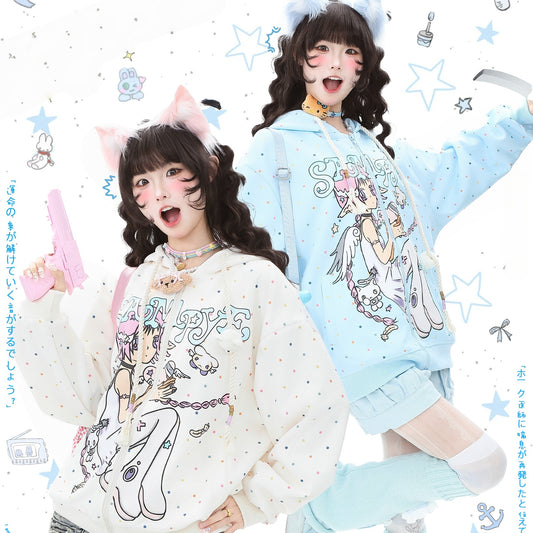Camiseta de manga comprida Dandadan de algodão puro com estética fofa