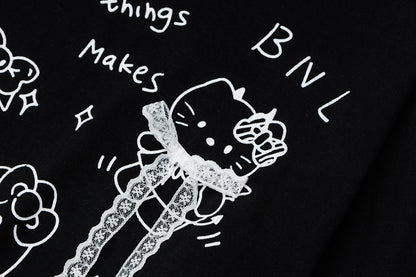 Puur katoenen Dandadan schattig esthetisch T-shirt met lange mouwen