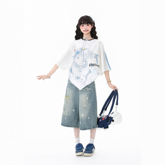 Y2K Anime Girl Print Tee