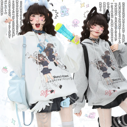 Camiseta de manga comprida Dandadan de algodão puro com estética fofa