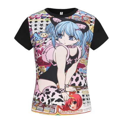 "Showa Dream Pop" Full Graphic Otaku T-Shirt – Vintage Idol Vibes