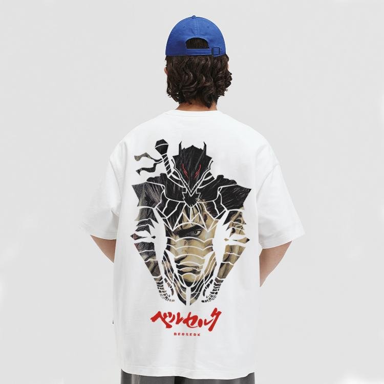 T-shirt imprimé DTG en pur coton Berserk Anime