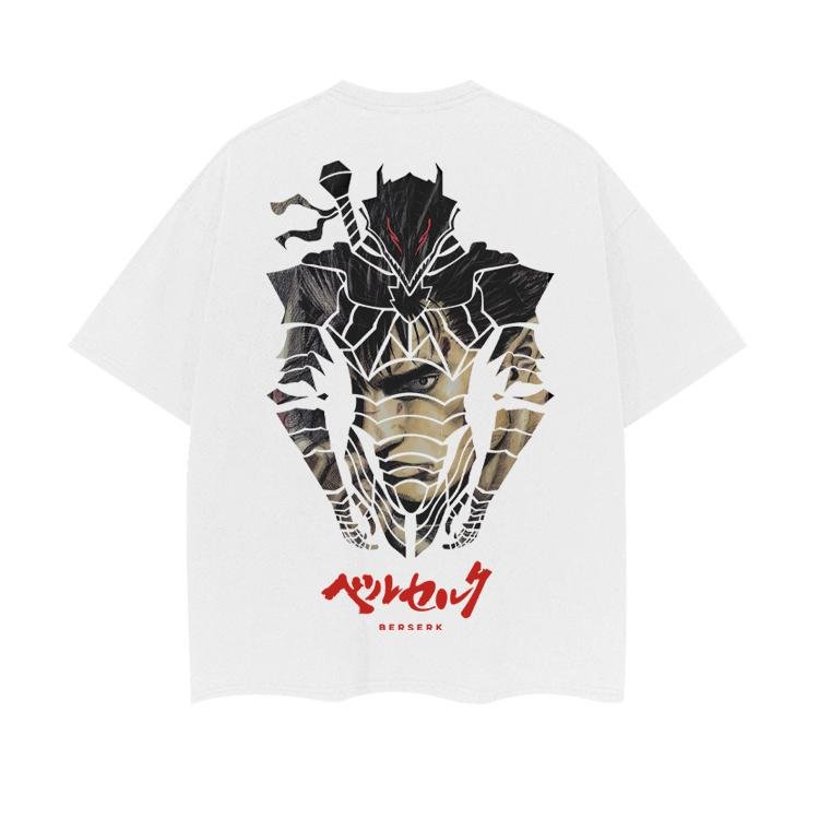 T-shirt imprimé DTG en pur coton Berserk Anime