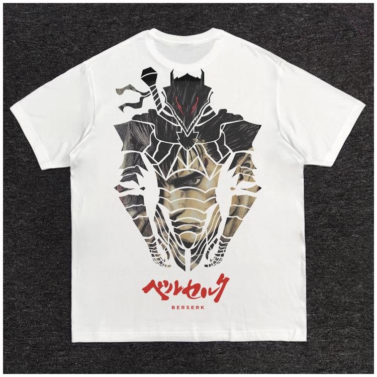 T-shirt imprimé DTG en pur coton Berserk Anime