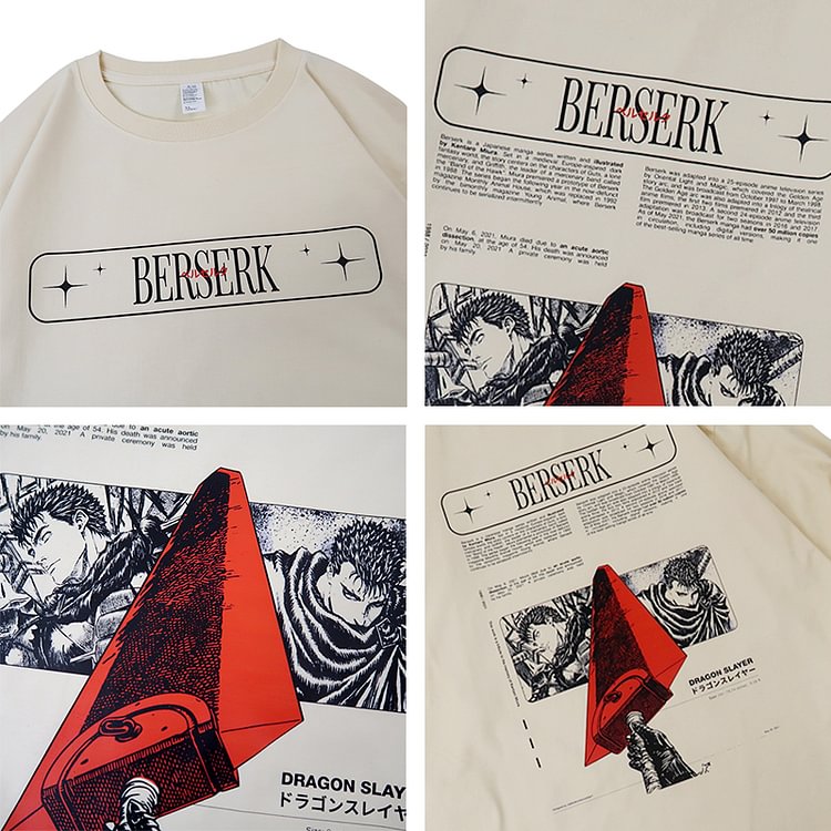 T-shirt Berserk 100 % coton à manches longues