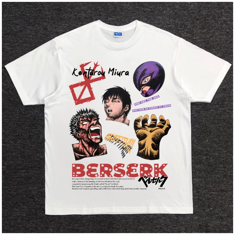 T-shirt imprimé Berserk rétro DTG en pur coton