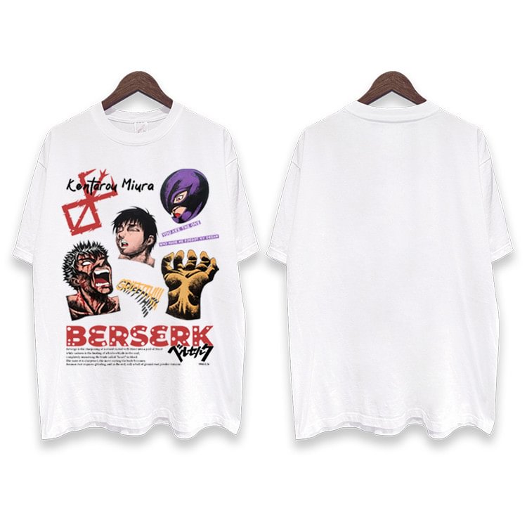 T-shirt imprimé Berserk rétro DTG en pur coton