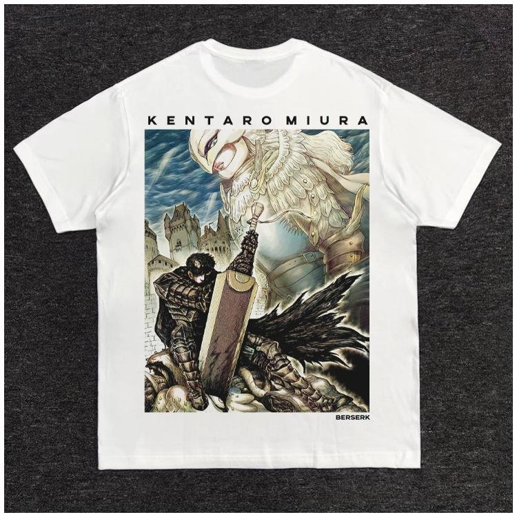 T-shirt imprimé Berserk rétro DTG en pur coton