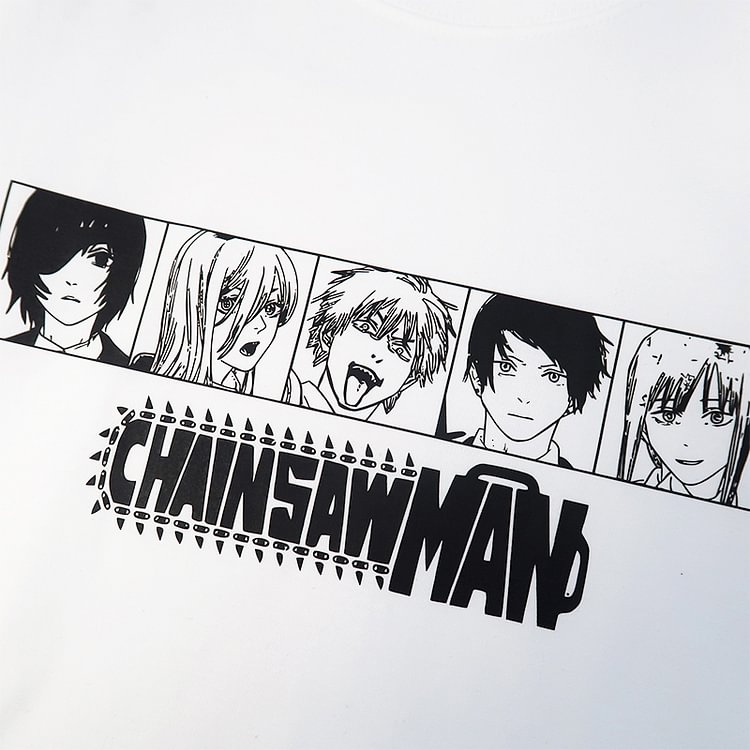 Pure Cotton Chainsaw Man Manga Style T-shirt