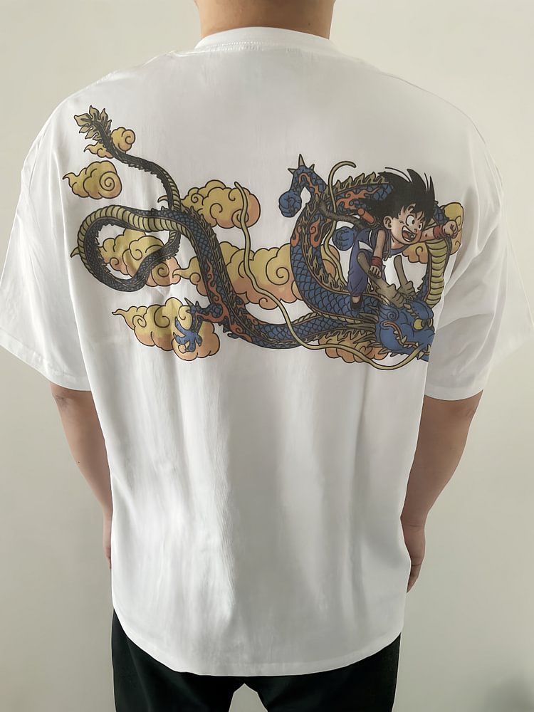 T-shirt imprimé Dragon Ball Shenron en pur coton, rétro, Anime DTG