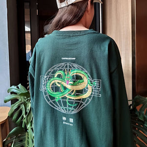 Koszulka z długim rękawem Dragon Ball Shenron z czystej bawełny