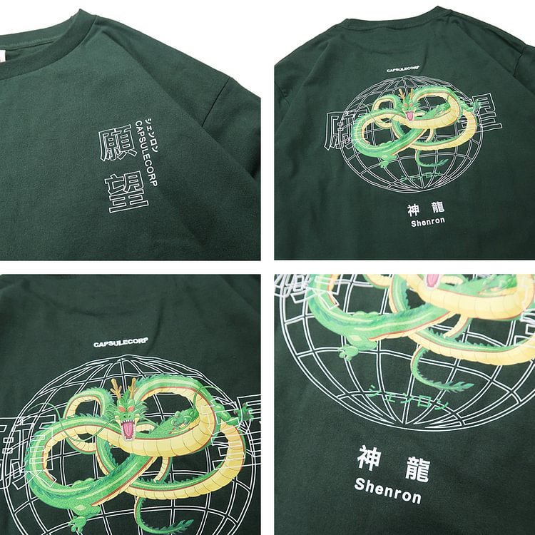 T-shirt à manches longues Dragon Ball Shenron en pur coton