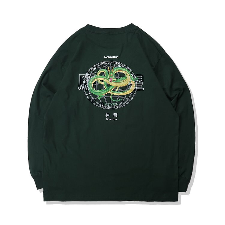 T-shirt à manches longues Dragon Ball Shenron en pur coton