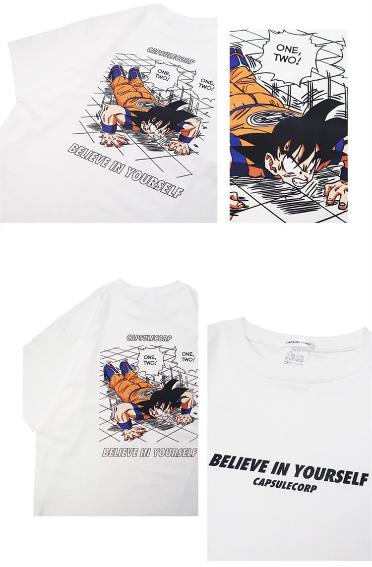 T-shirt Dragon Ball pur coton Son Goku « Croyez en vous-même »