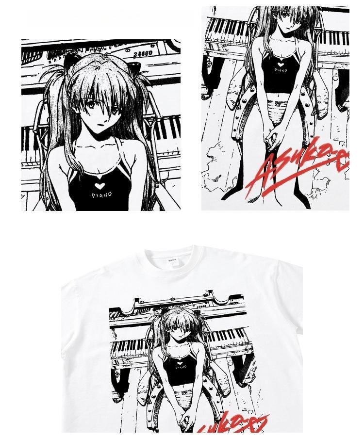 T-shirt esthétique Evangelion Asuka en pur coton