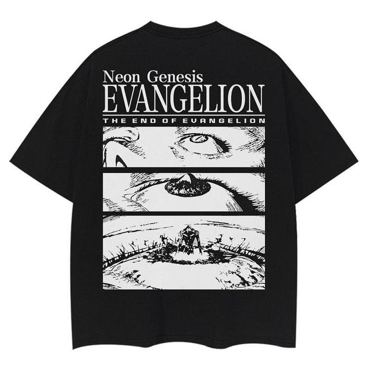 T-shirt imprimé Evangelion DTG en pur coton