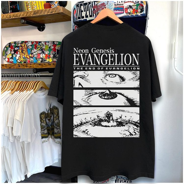 T-shirt imprimé Evangelion DTG en pur coton