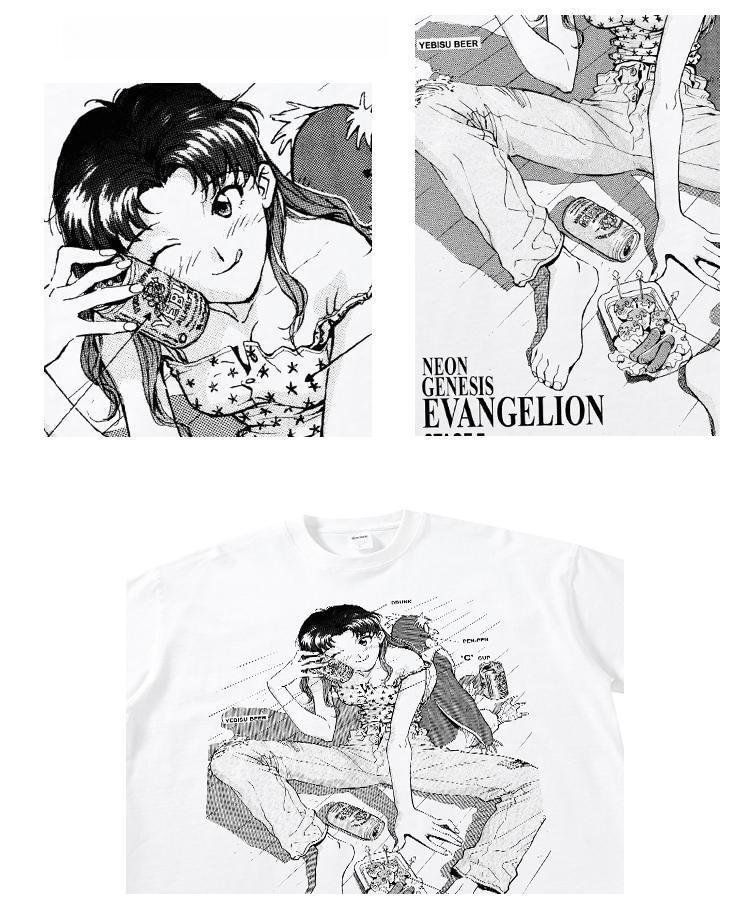 T-shirt rétro Evangelion Katsuragi Misato en pur coton