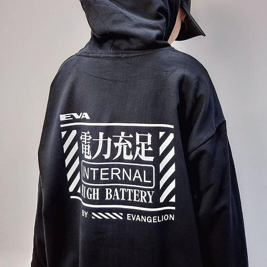 Pure Cotton Eva “High Battery”Anime Hoodie