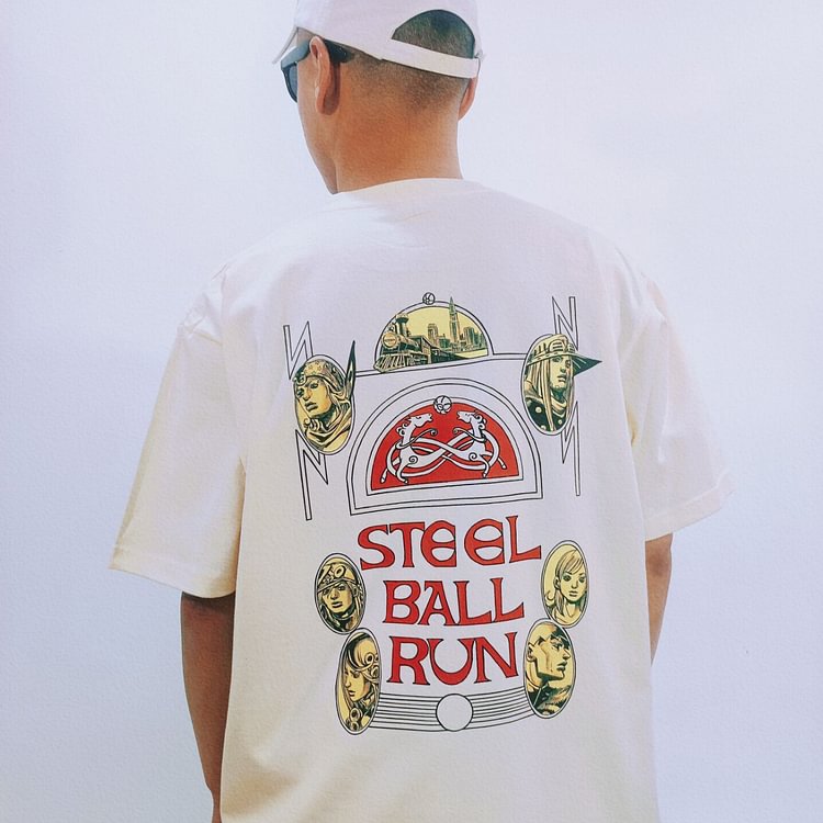 Pure Cotton Jojo Bizzare Adventure Steel Ball Run T-paita
