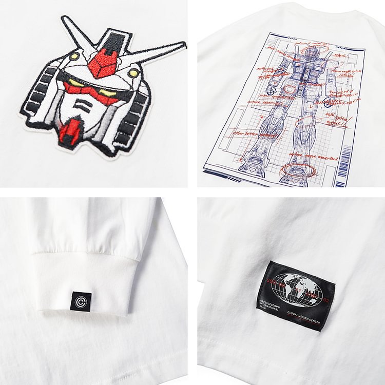 T-shirt à manches longues en pur coton Mobile Suit Gundam