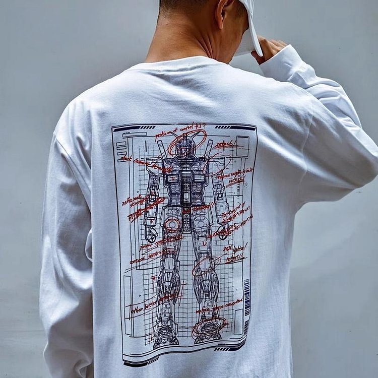 T-shirt à manches longues en pur coton Mobile Suit Gundam