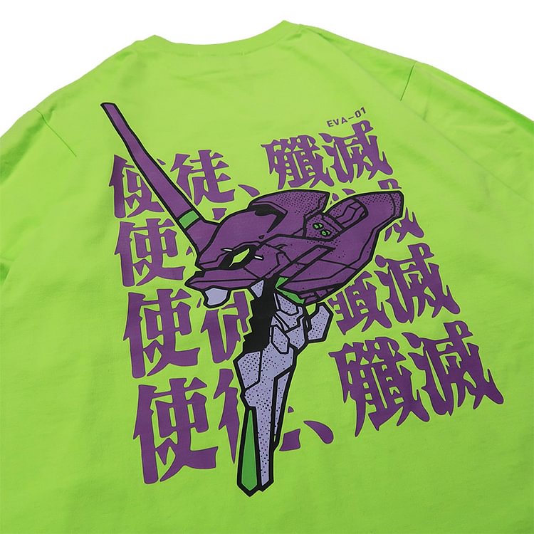 T-shirt à manches longues en pur coton Neon Genesis Evangelion Angel Annihilation