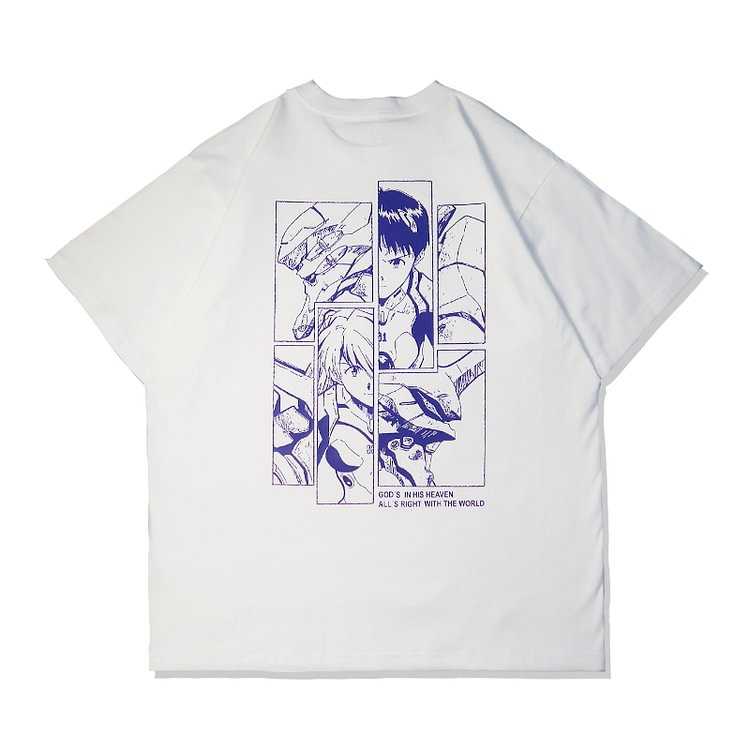 T-shirt en pur coton Neon Genesis Evangelion Anime