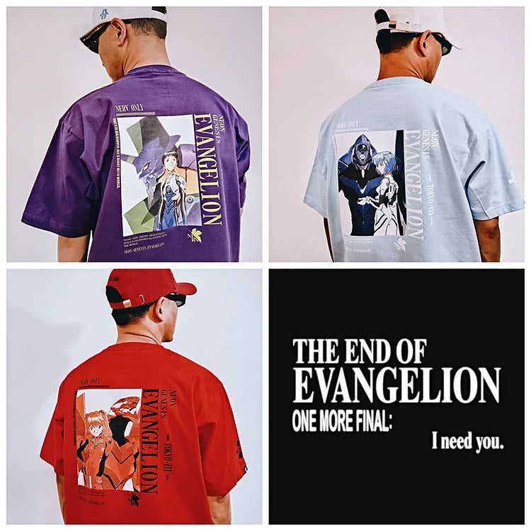 T-shirt graphique Neon Genesis Evangelion en pur coton