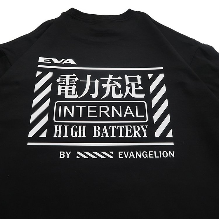 T-shirt à batterie haute interne en pur coton Neon Genesis Evangelion