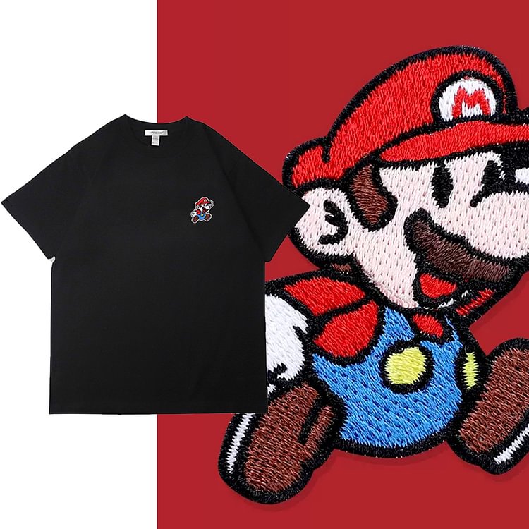 T-shirt brodé Super Mario pur coton