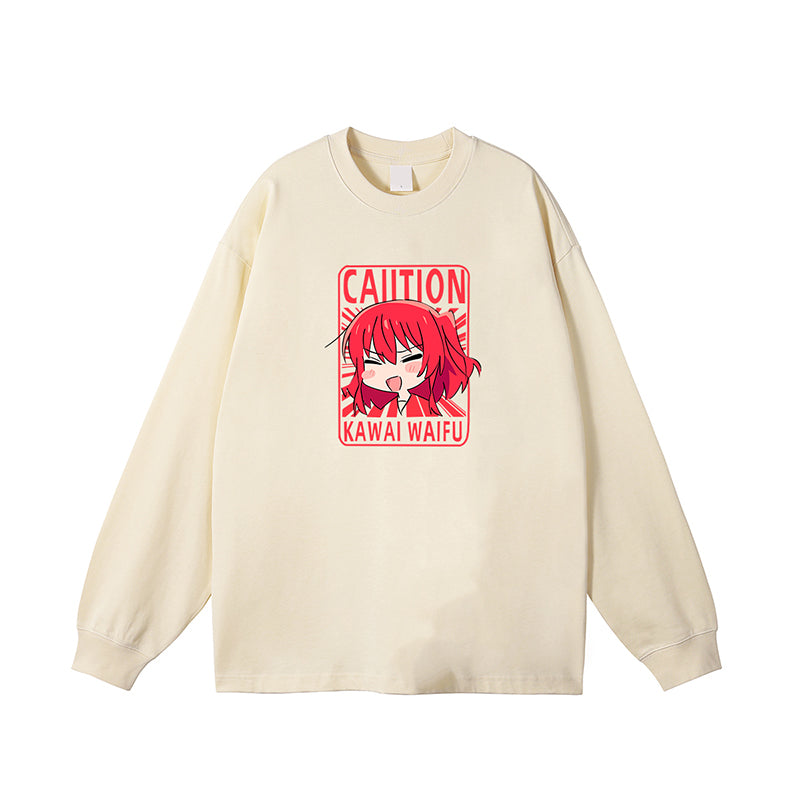 Camiseta de manga larga de algodón puro de Bocchi The Rock con diseño de anime