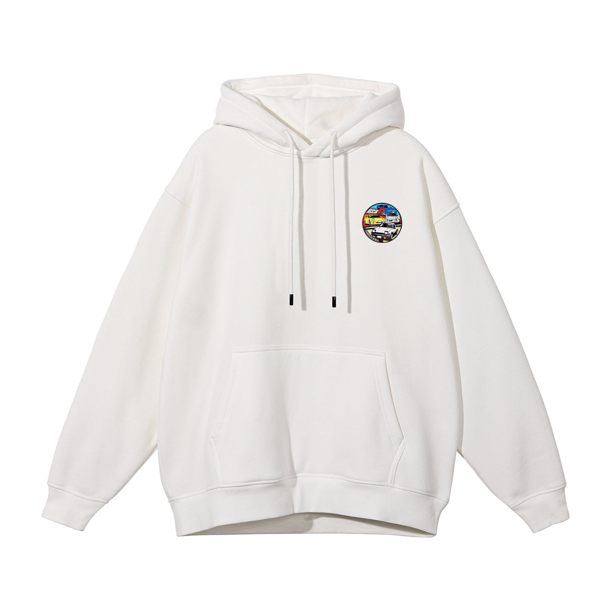 Pure Cotton Initial D Metal Badge With Velcro Pullover Hoodie