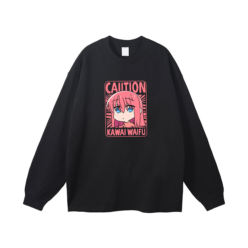 Camiseta de manga larga de algodón puro de Bocchi The Rock con diseño de anime