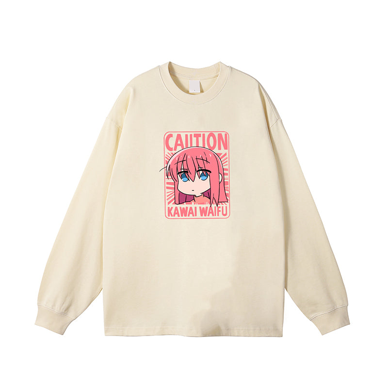 Camiseta de manga larga de algodón puro de Bocchi The Rock con diseño de anime