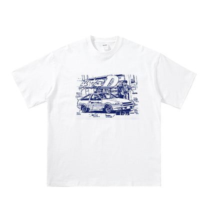 Langarm-T-Shirt mit Initial D von Takumi Fujiwara aus reiner Baumwolle