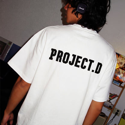 Camiseta de anime com a inicial D de algodão puro