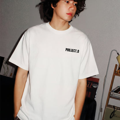 Camiseta de anime com a inicial D de algodão puro