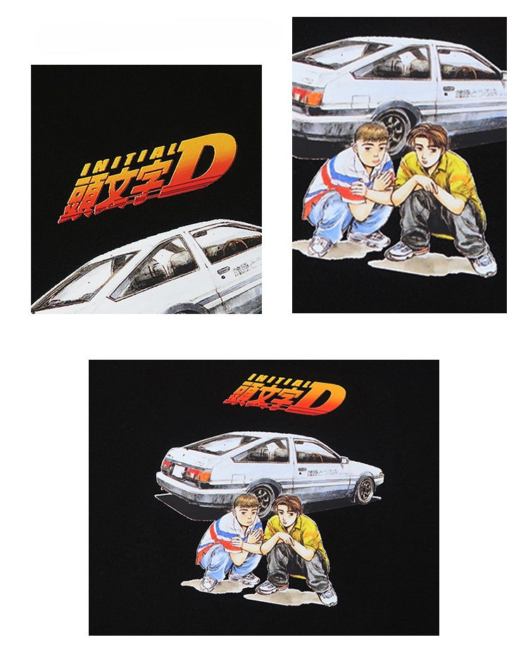 Langarm-T-Shirt mit Initial D von Takumi Fujiwara aus reiner Baumwolle