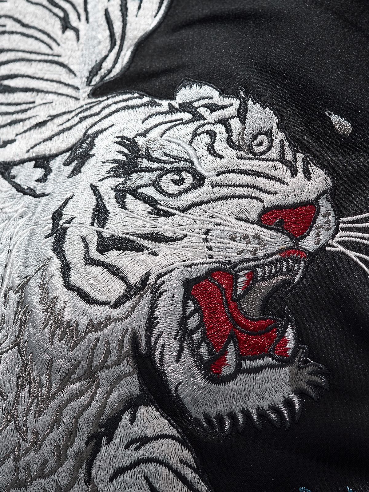 White Descending Tiger Satin Jacket