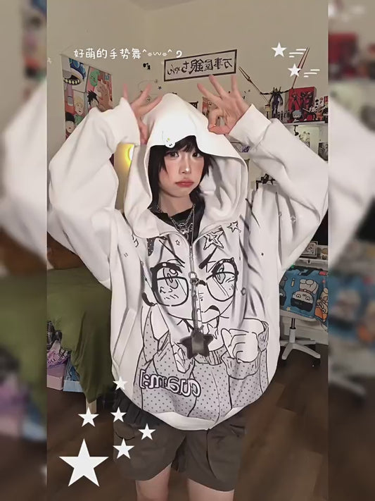 Camiseta de manga comprida Dandadan de algodão puro com estética fofa
